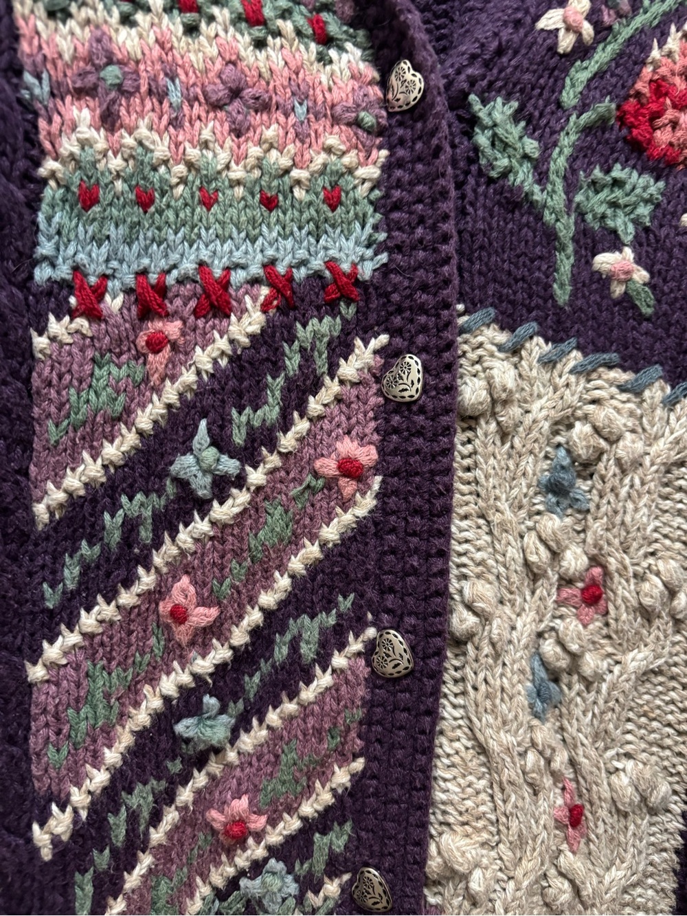 Vintage floral knit grandma sweater 80s 90s heirloom collectibles eagles eye - Picture 2 of 5